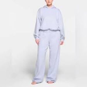 SKIMS COTTON FLEECE CLASSIC STRAIGHT LEG PANT PERIWINKLE SIZE S